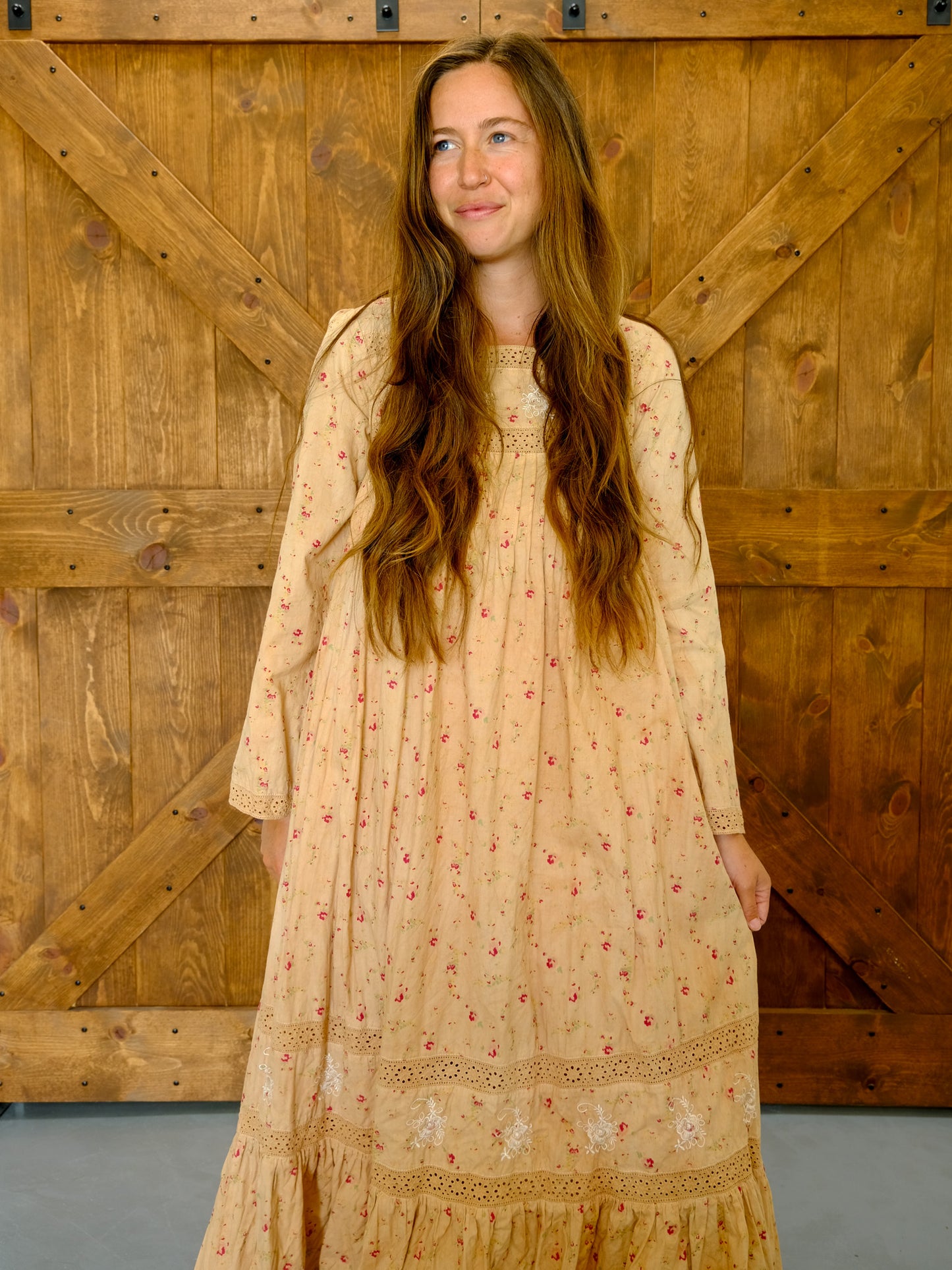 Cutch Pleated Floral Long Sleeve Maxi Dress