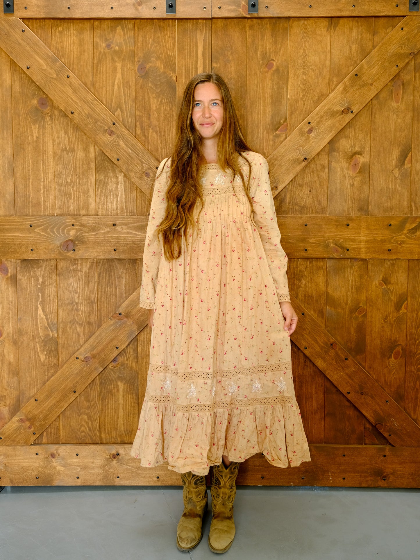 Cutch Pleated Floral Long Sleeve Maxi Dress