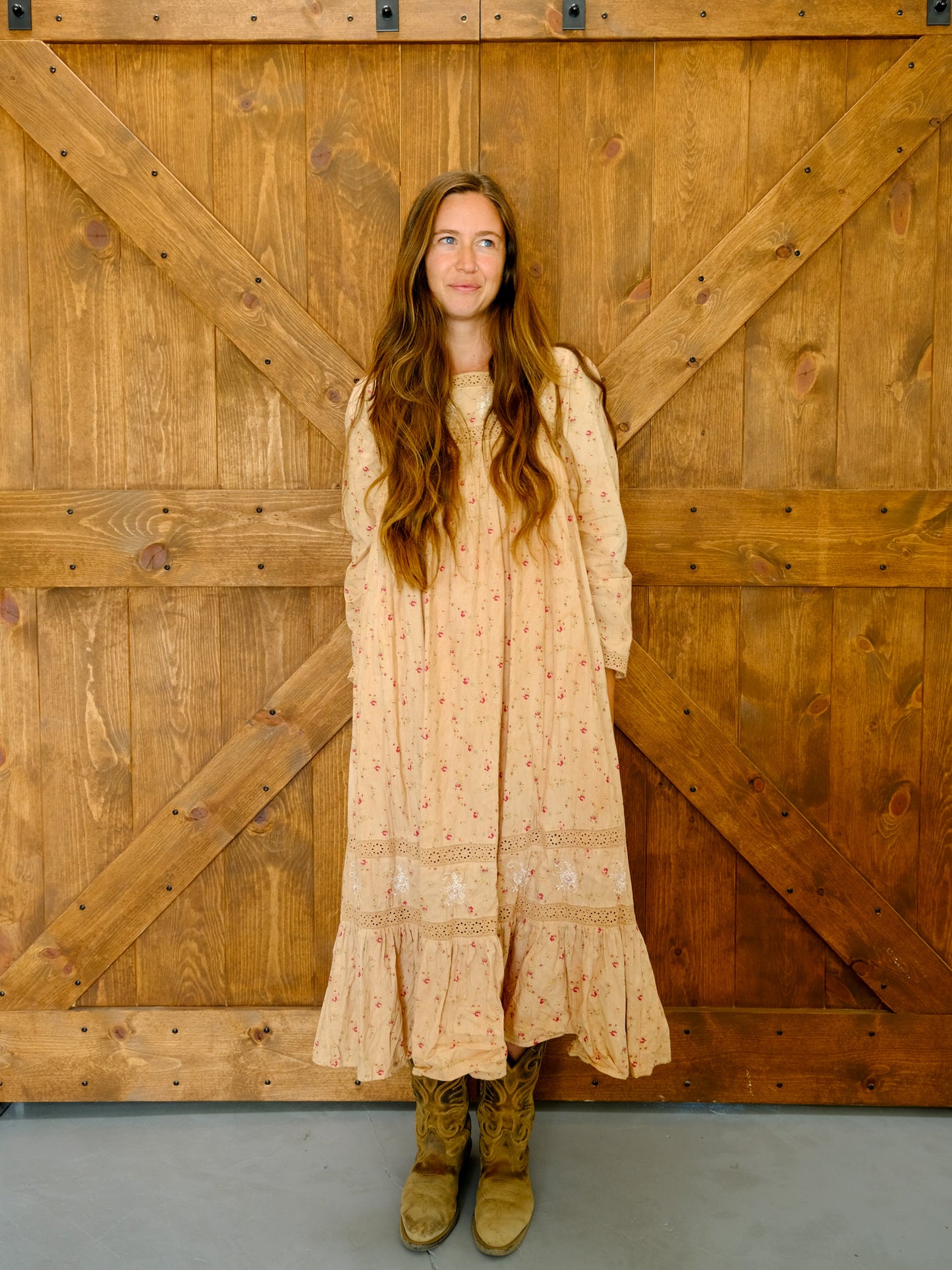 Cutch Pleated Floral Long Sleeve Maxi Dress