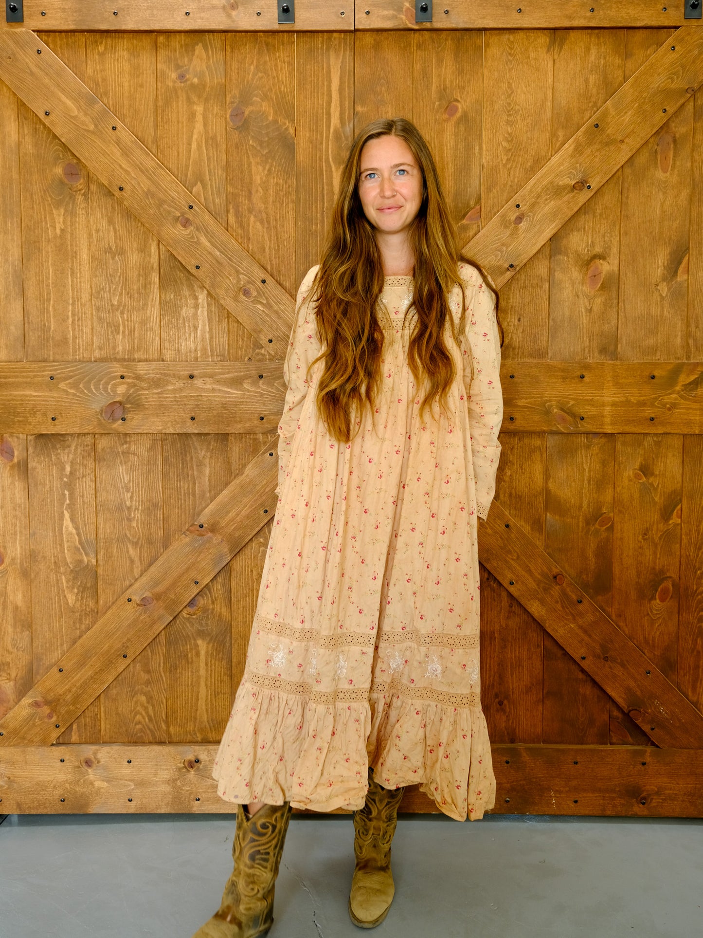 Cutch Pleated Floral Long Sleeve Maxi Dress