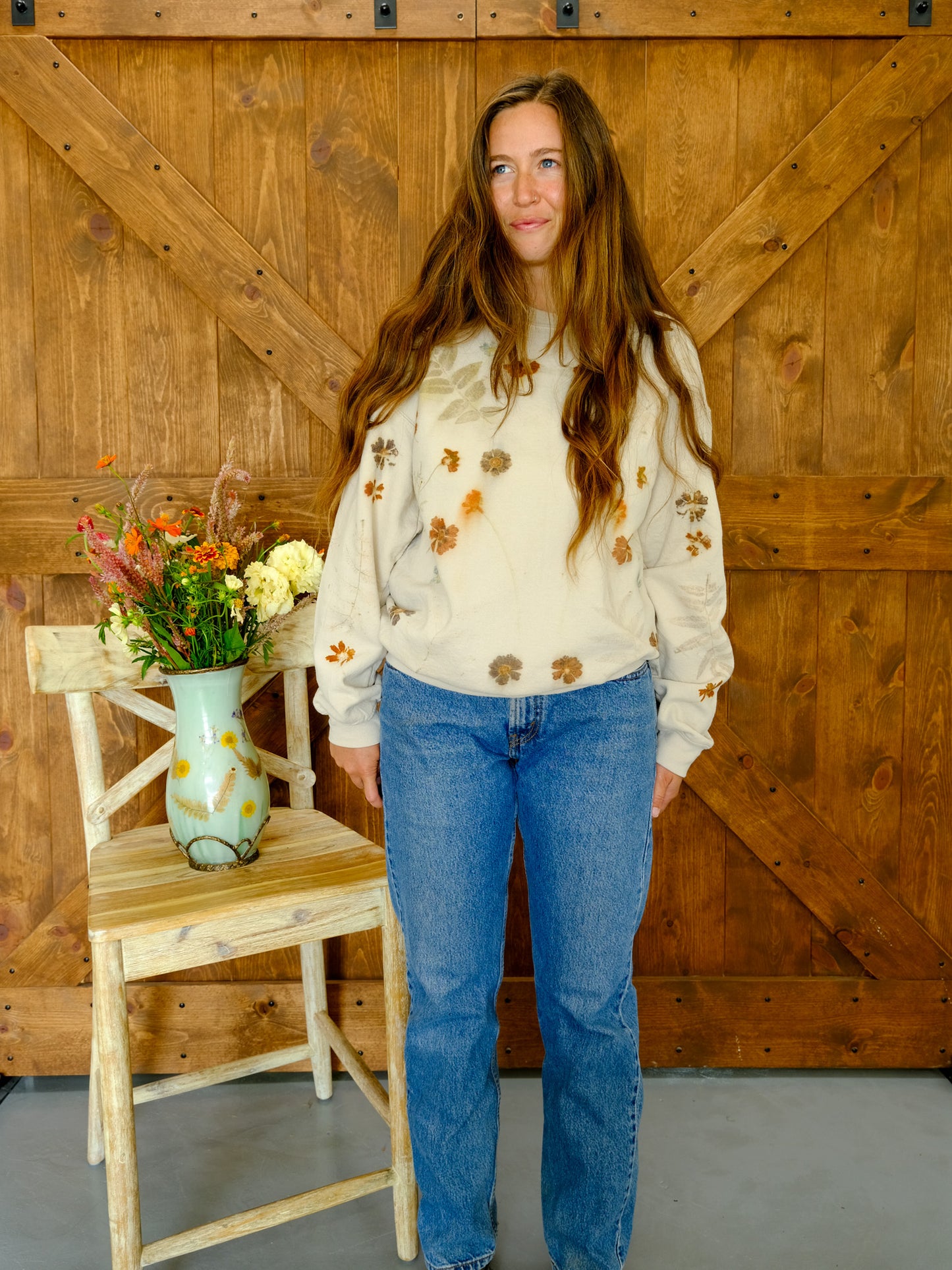 Eco-printed Fleece Sweatshirt