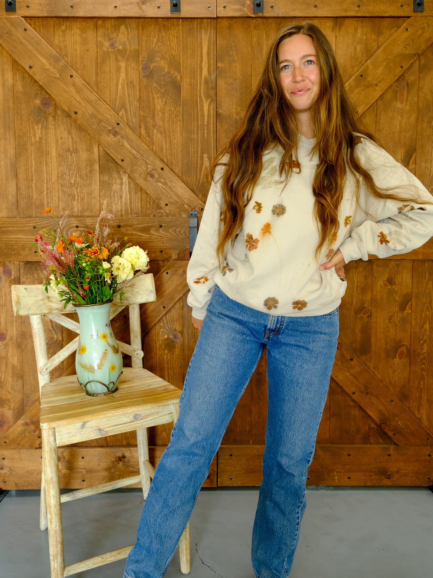 Eco-printed Fleece Sweatshirt