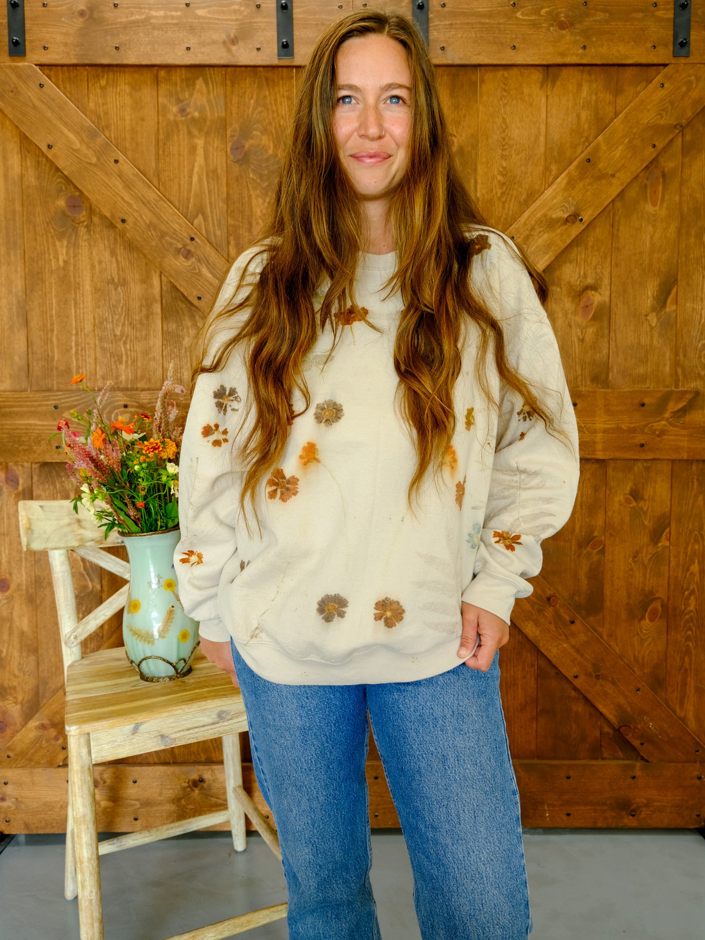 Eco-printed Fleece Sweatshirt