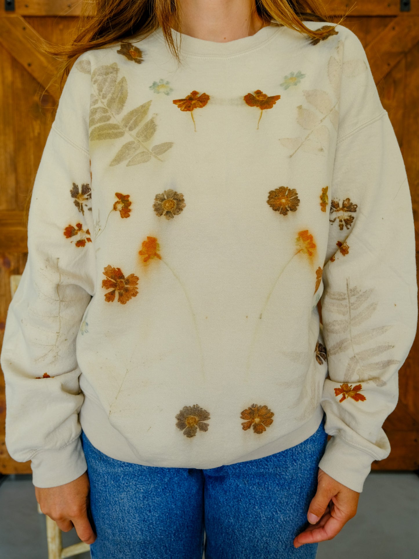 Eco-printed Fleece Sweatshirt