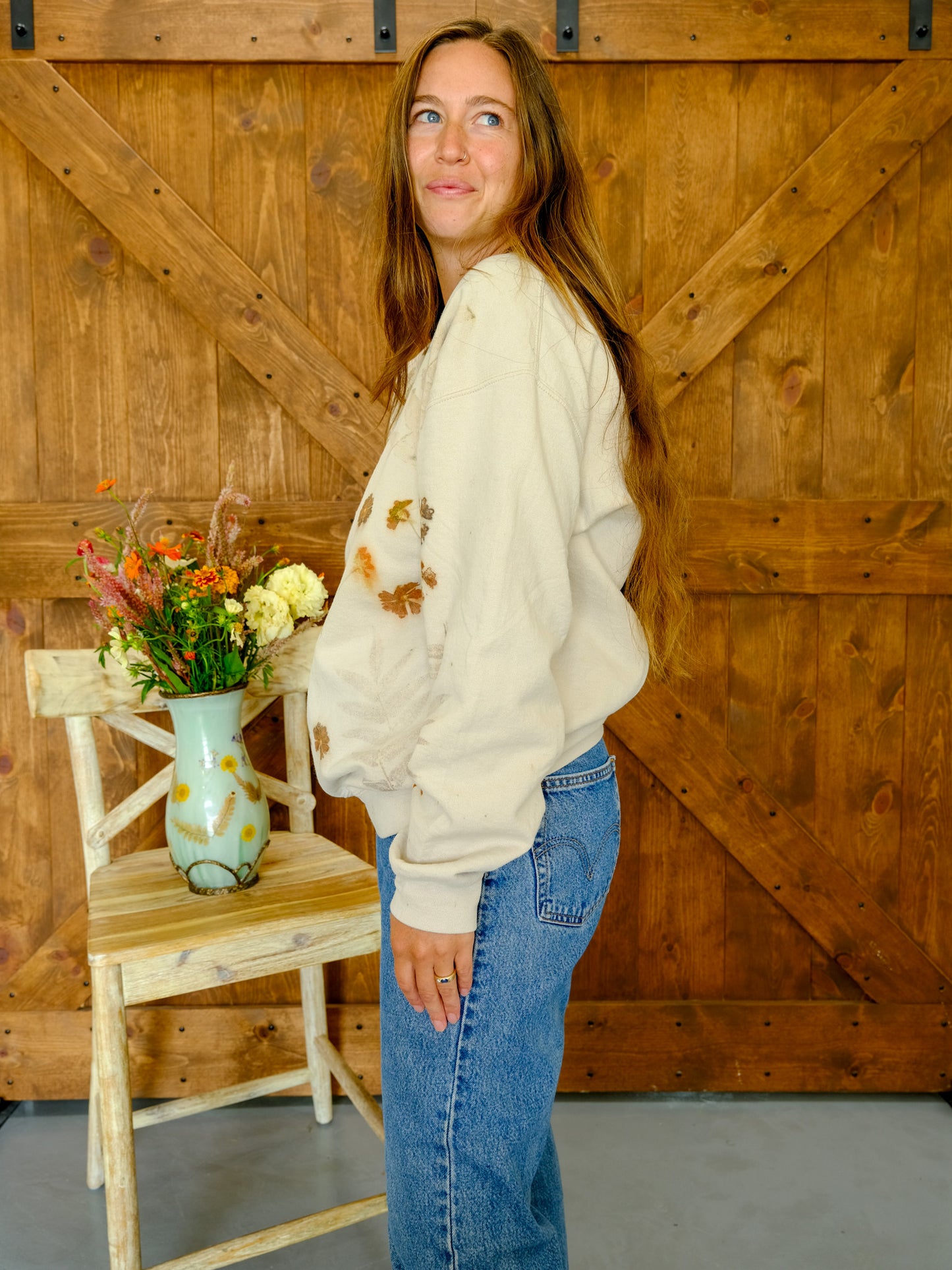 Eco-printed Fleece Sweatshirt