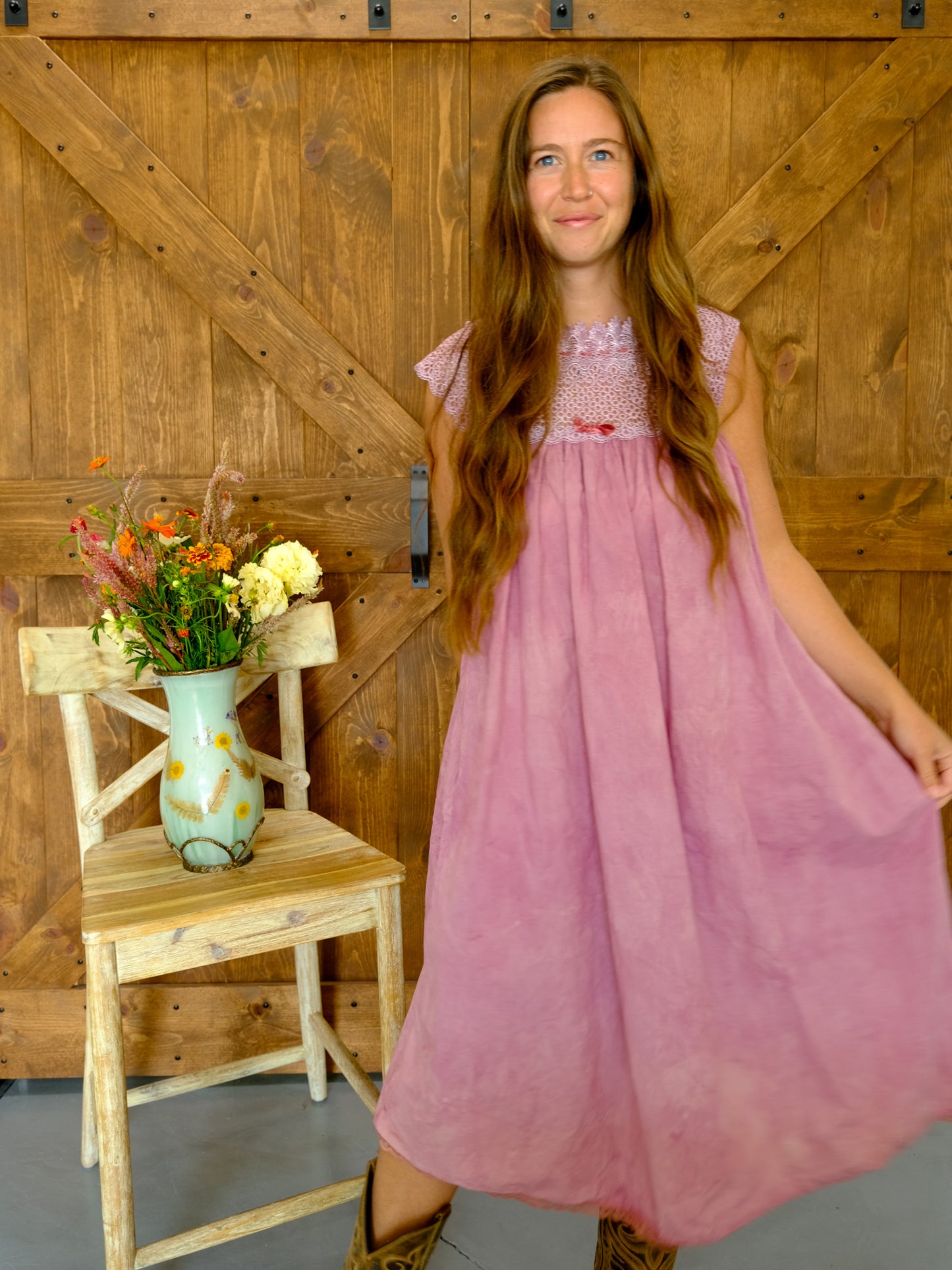 Lac & Brazilwood Lace Yoke Dress