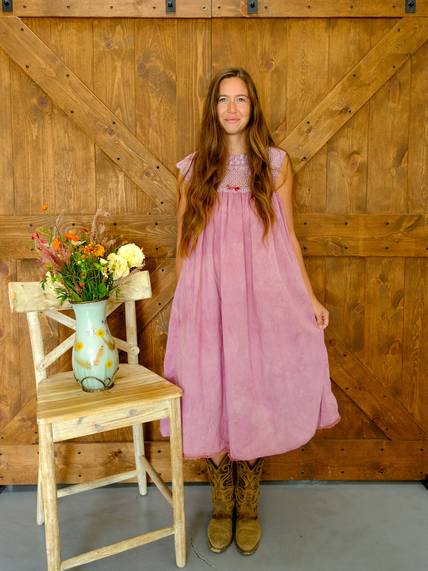 Lac & Brazilwood Lace Yoke Dress