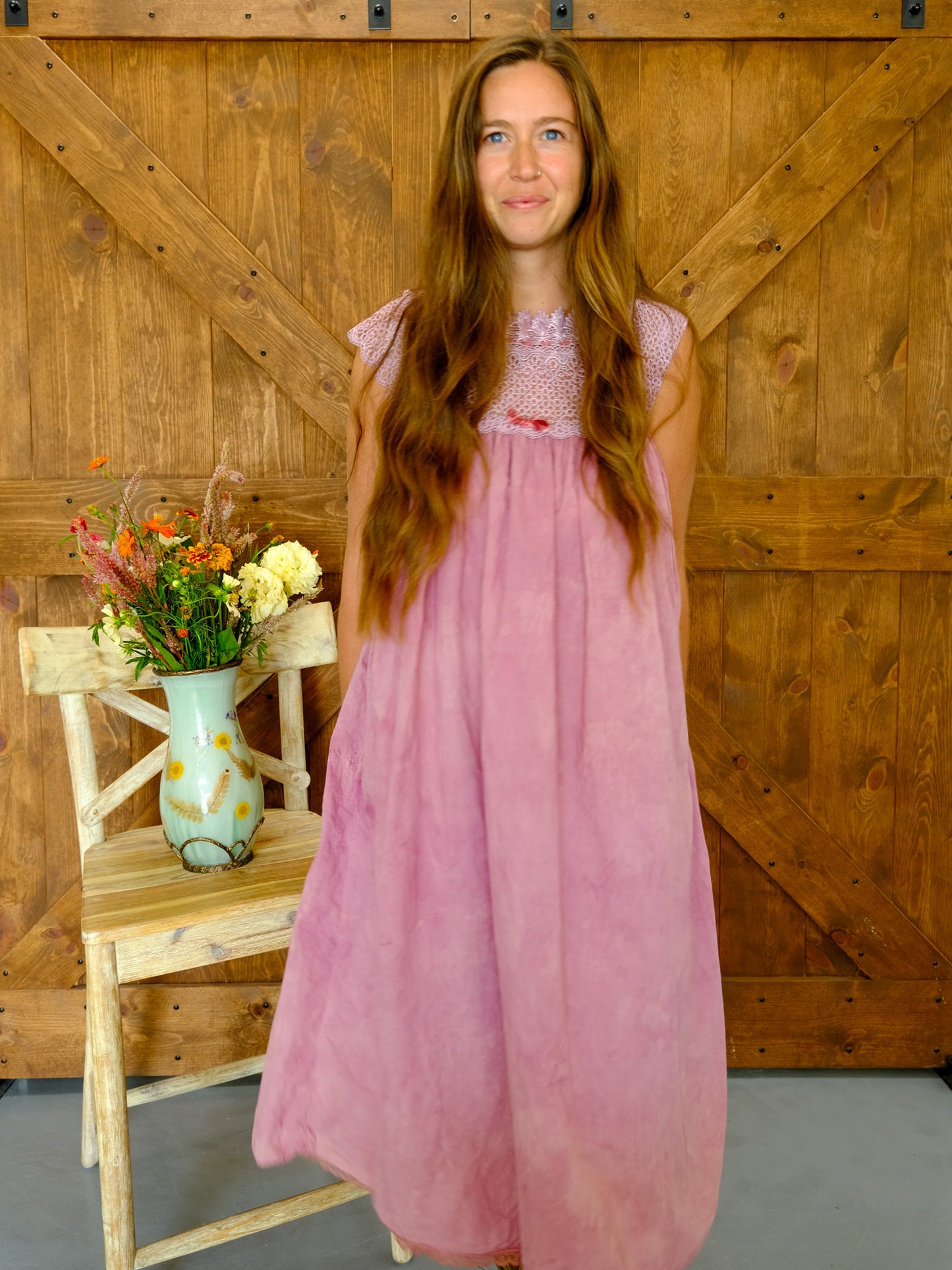 Lac & Brazilwood Lace Yoke Dress