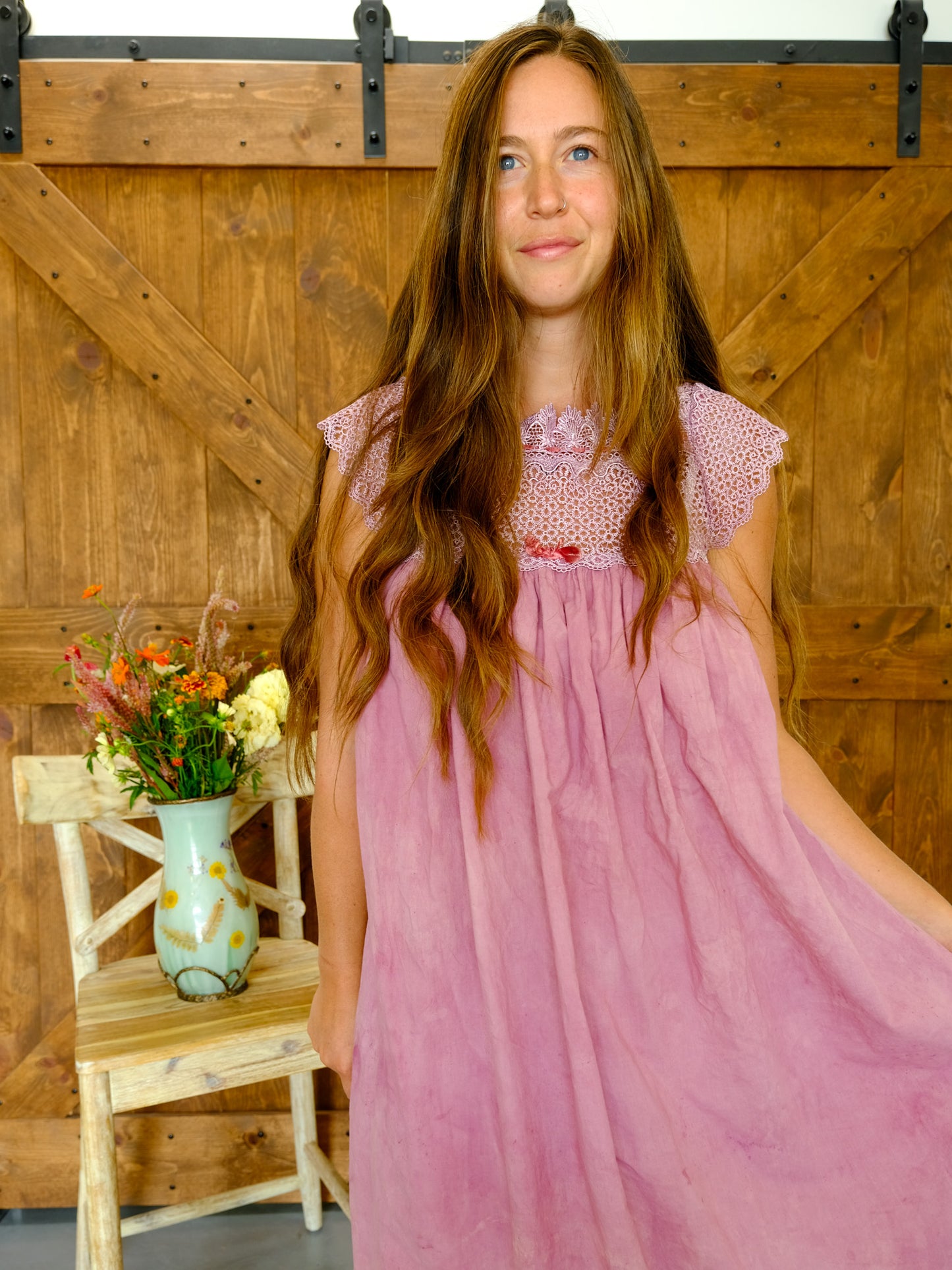 Lac & Brazilwood Lace Yoke Dress