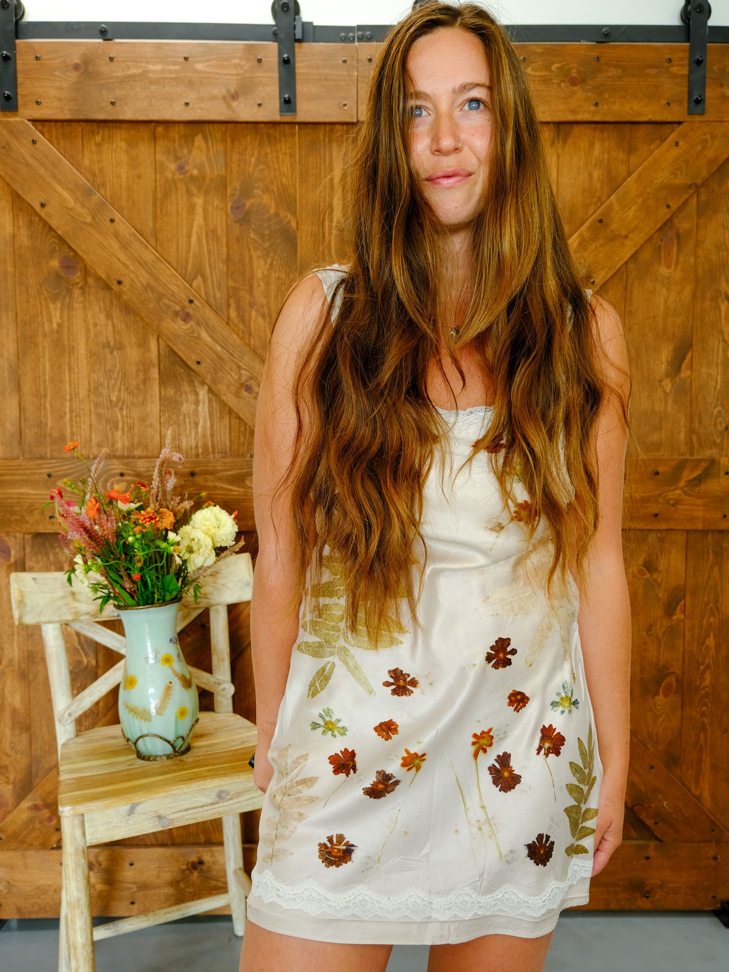 Eco-printed Silk Lace Dress