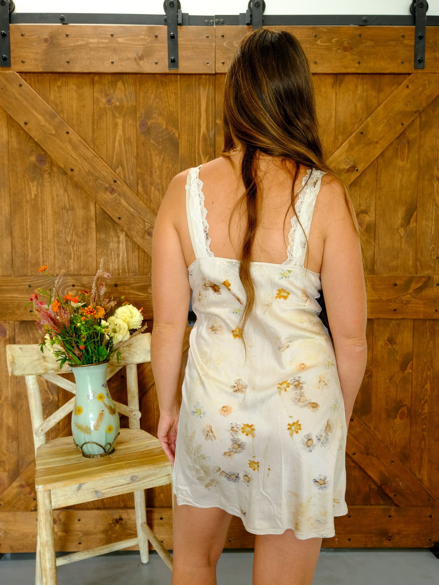 Eco-printed Silk Lace Dress
