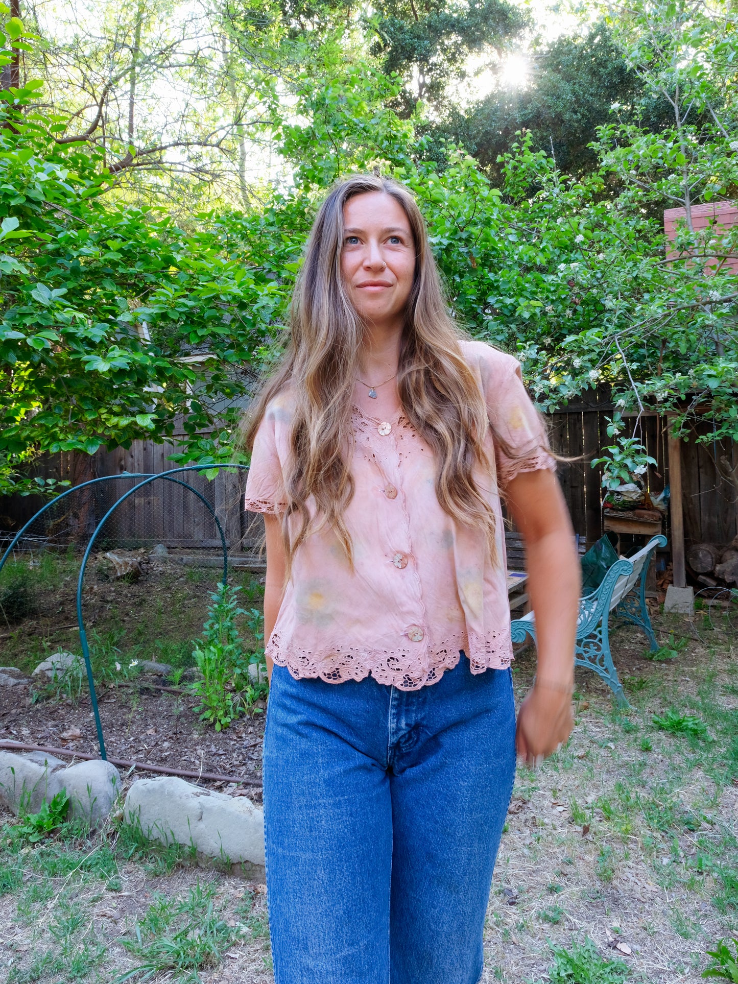 Lac Eco-printed Embroidered Blouse