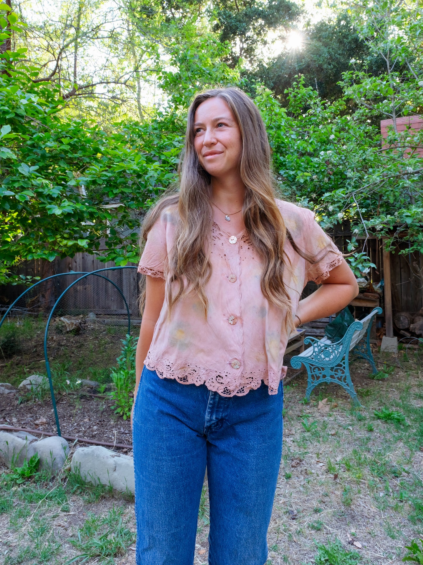 Lac Eco-printed Embroidered Blouse