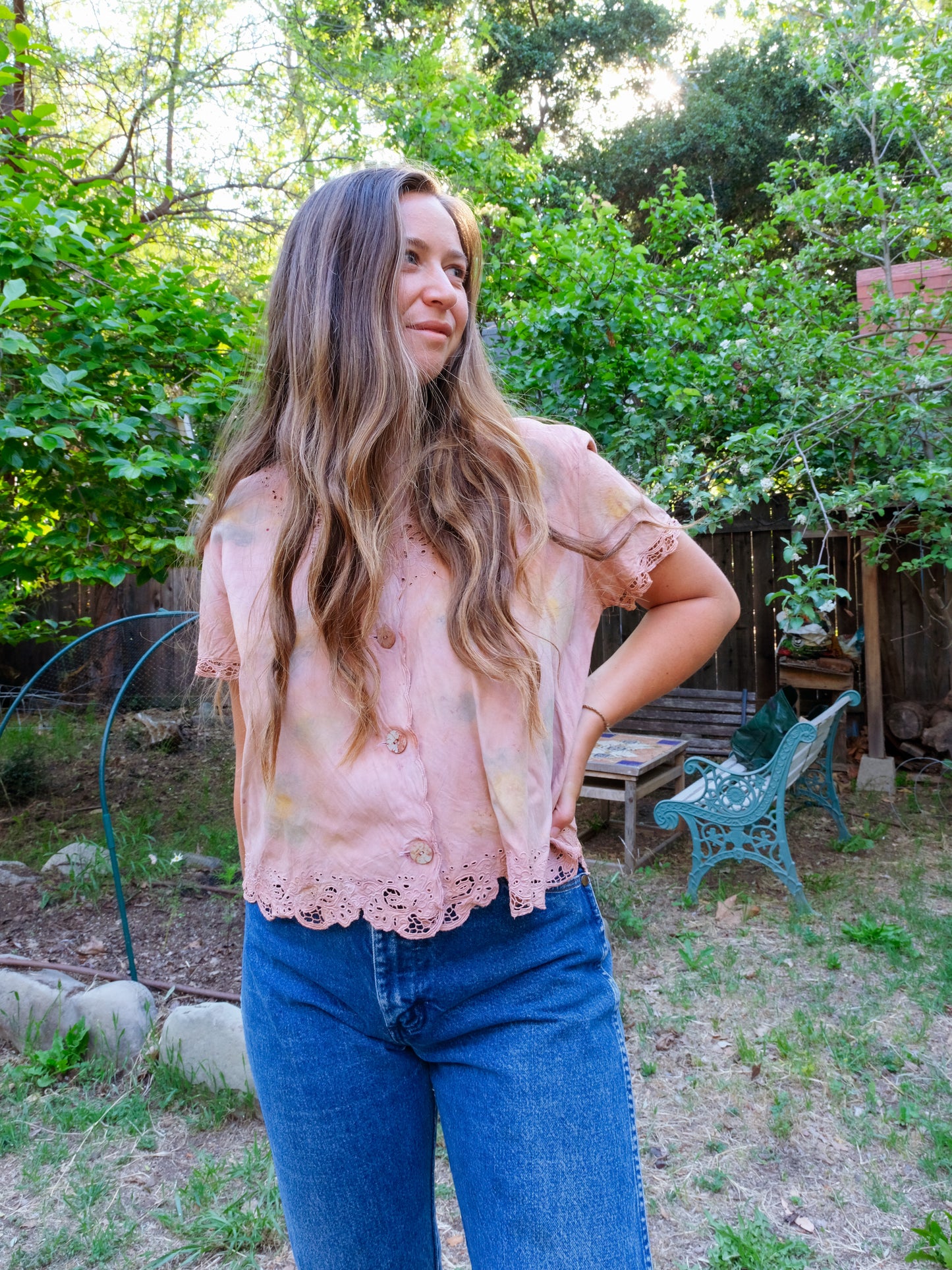 Lac Eco-printed Embroidered Blouse