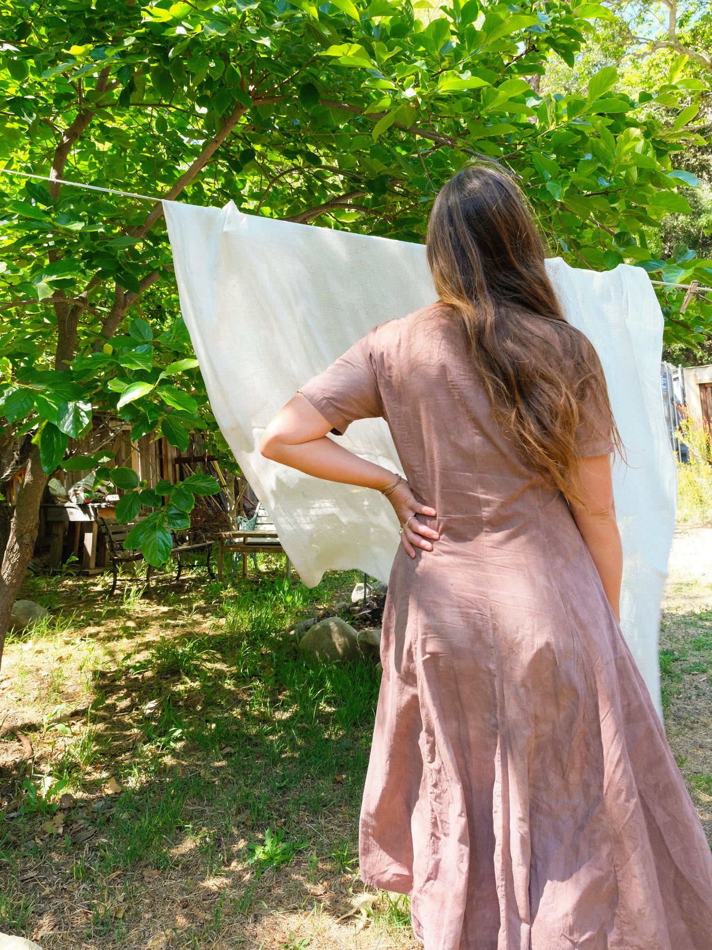 Logwood & Cutch Fitted Scalloped Edge Maxi Dress