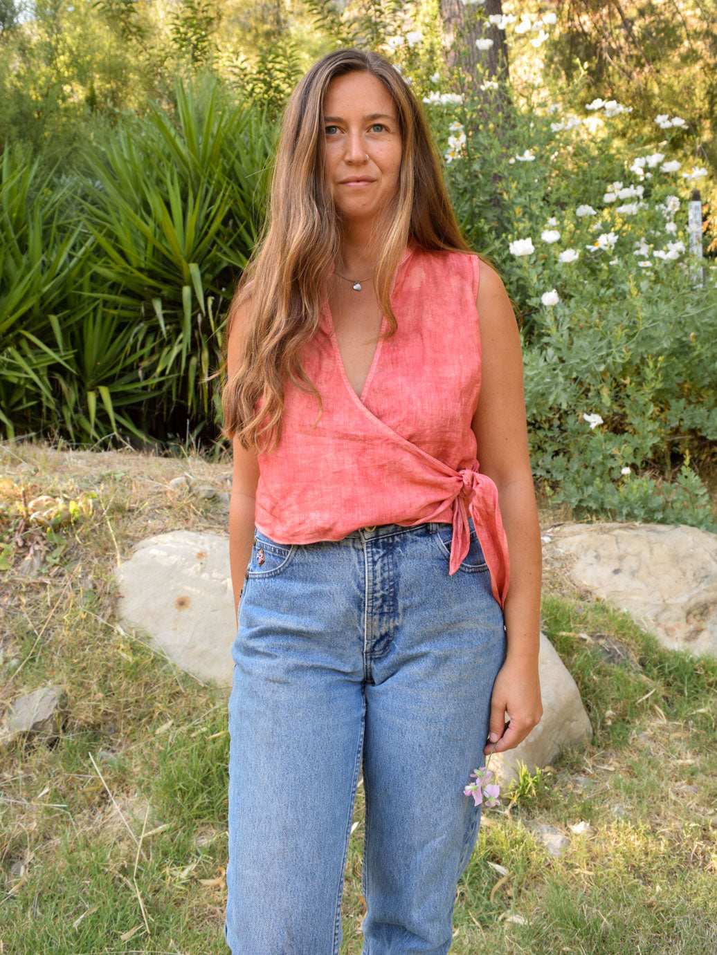 Madder Linen Wrap Top