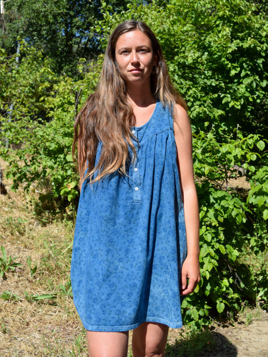 Indigo Floral Knit Mini Dress