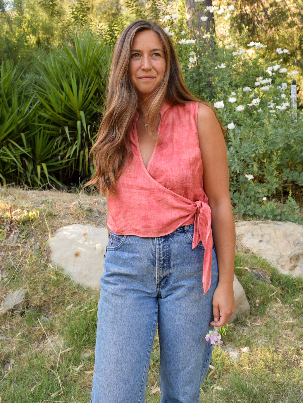 Madder Linen Wrap Top