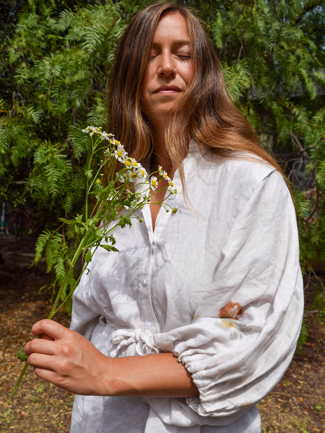 Flower Hammered White Chic Blouse