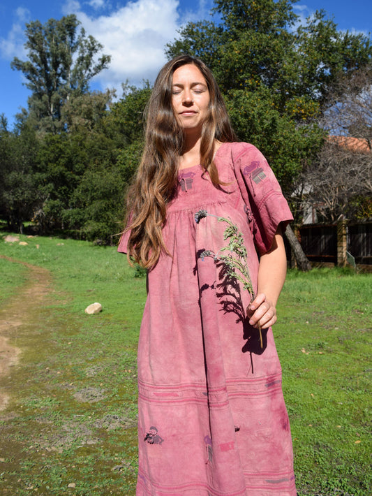 Lac Embroidered Square Neck Dress