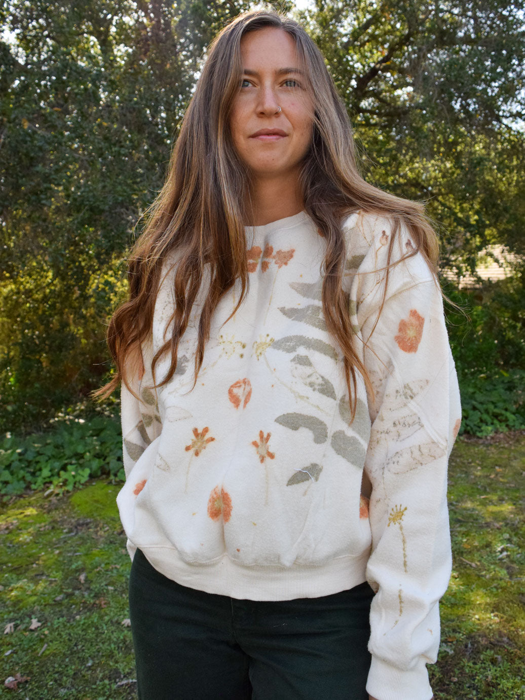 Eco-printed Fleece Sweatshirt
