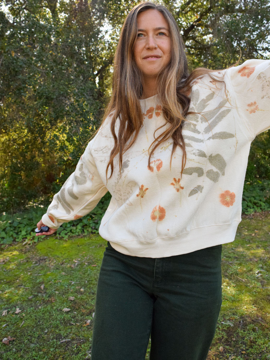 Eco-printed Fleece Sweatshirt