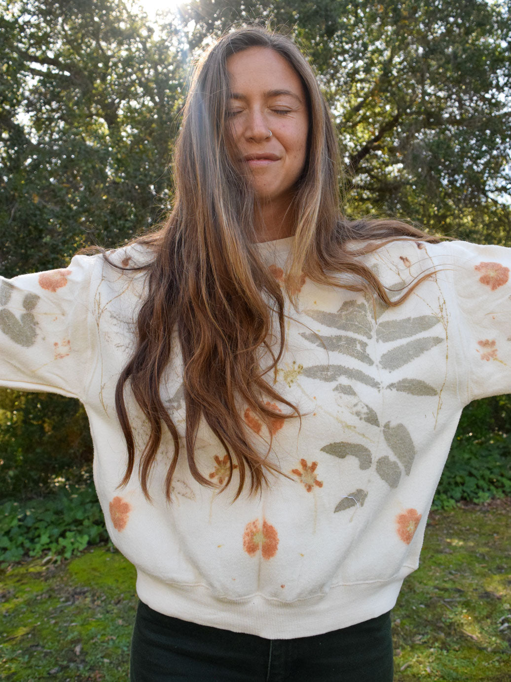 Eco-printed Fleece Sweatshirt