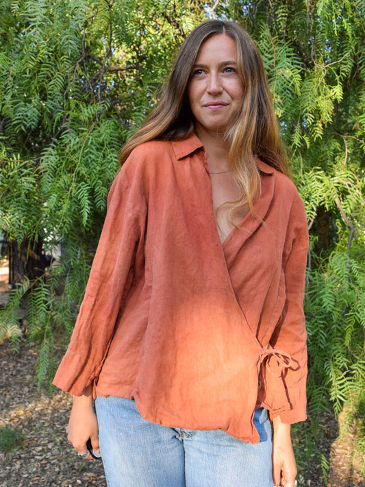 Madder Linen Wrap Blouse