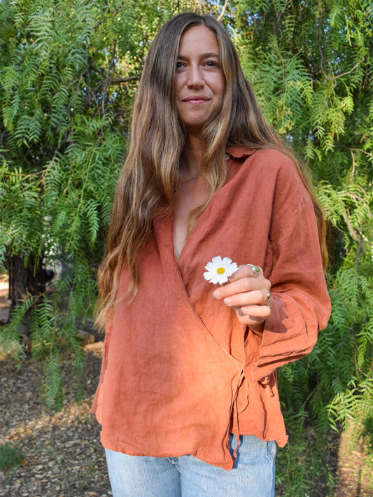 Madder Linen Wrap Blouse