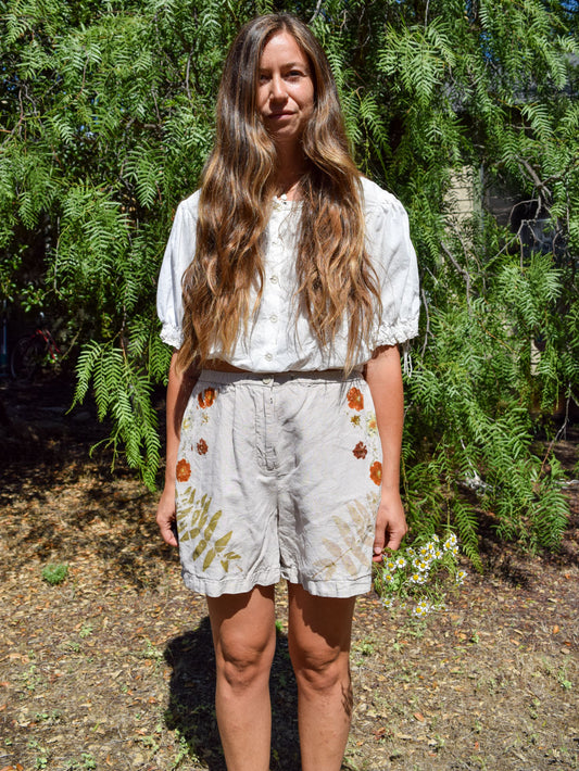 Eco-printed Linen Shorts