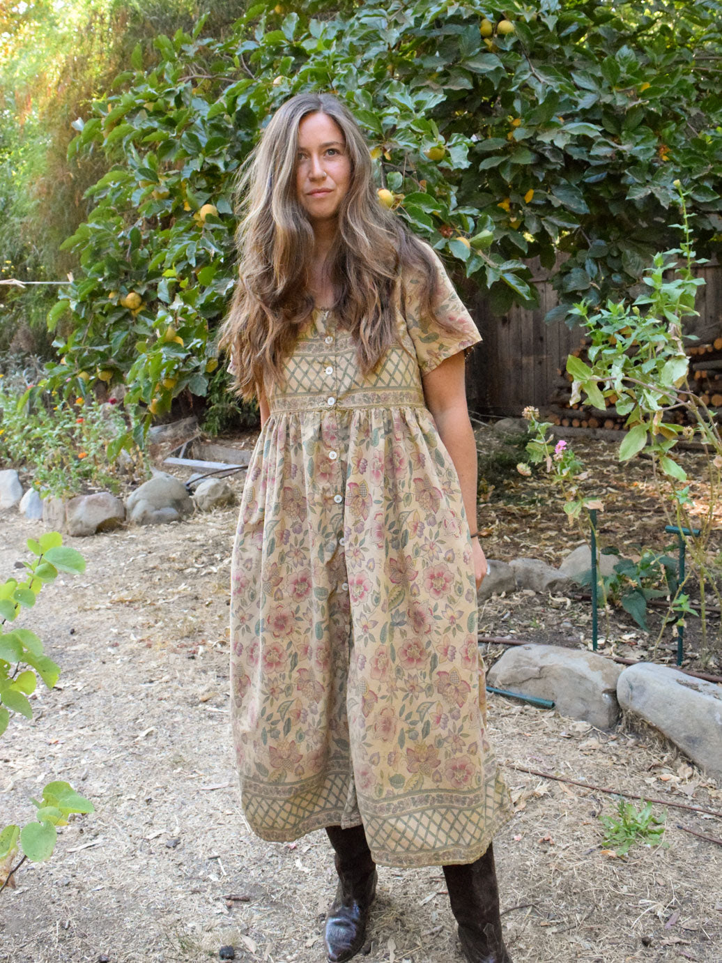 Chestnut Floral Day Dress