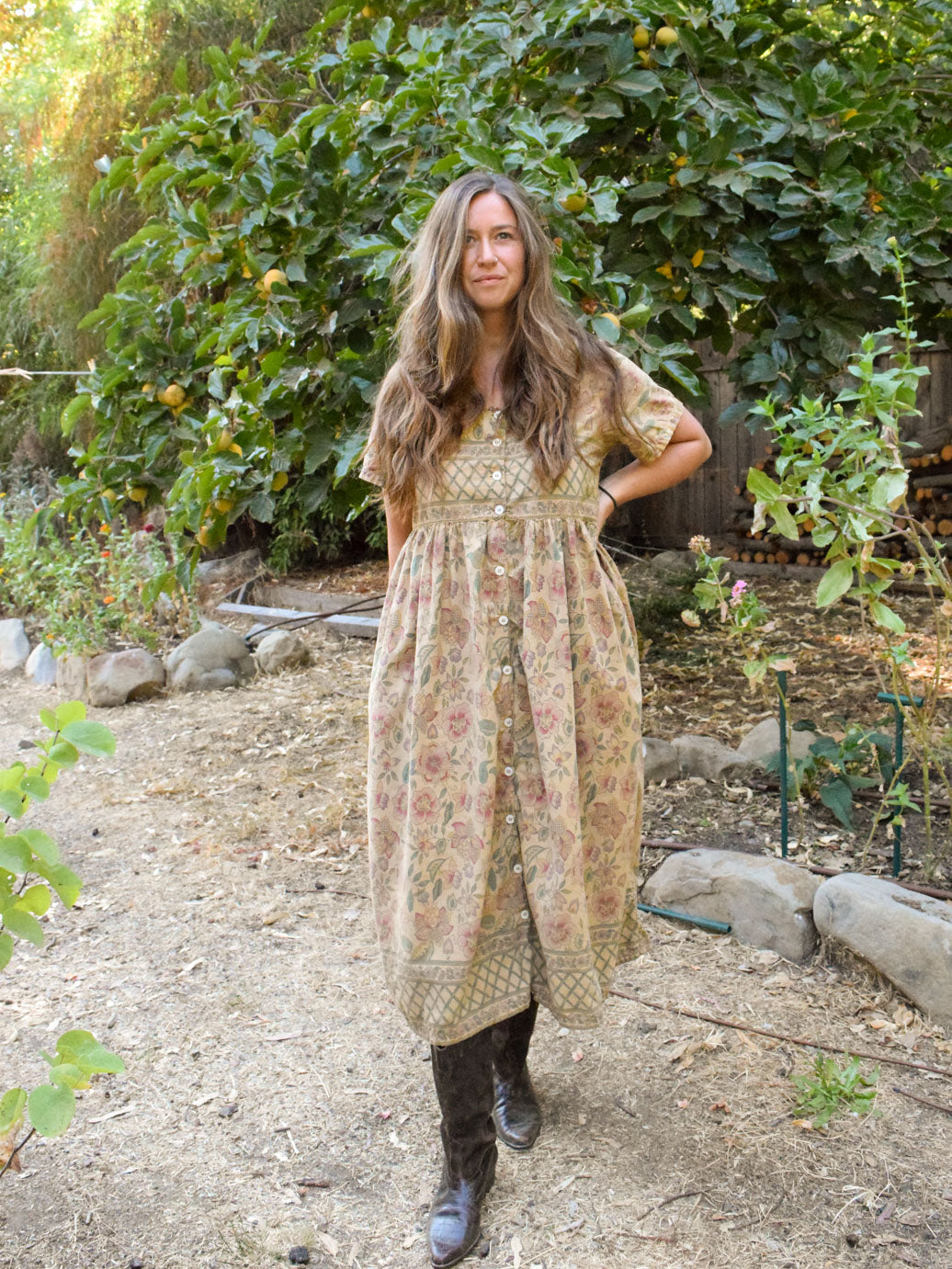 Chestnut Floral Day Dress