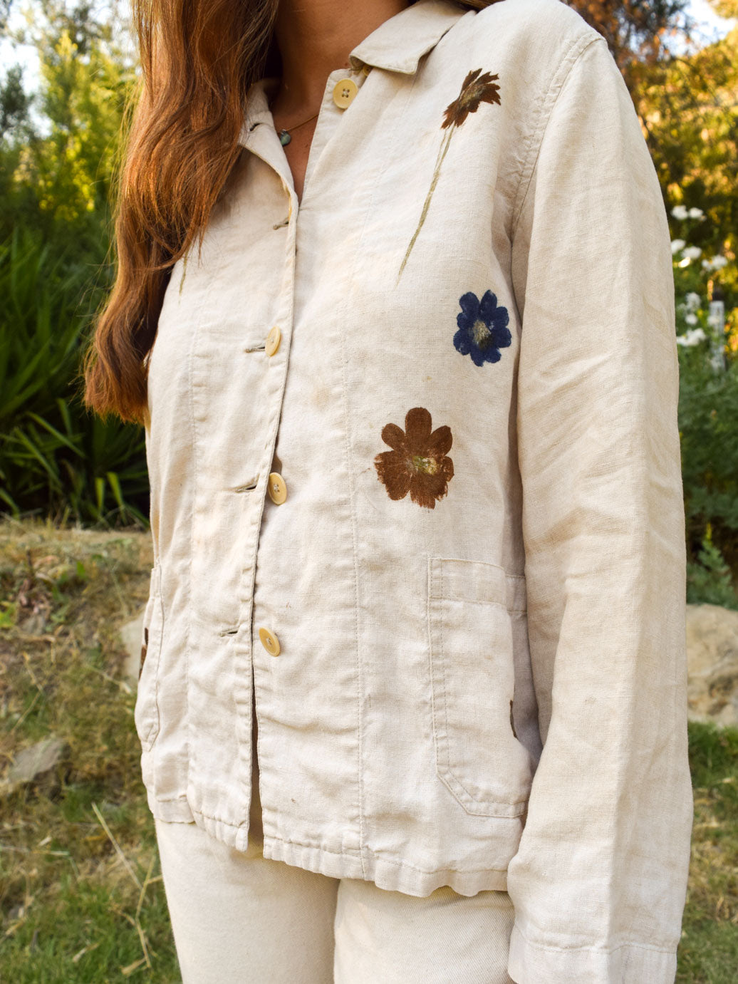 Flower Hammered Linen Lightweight Jacket