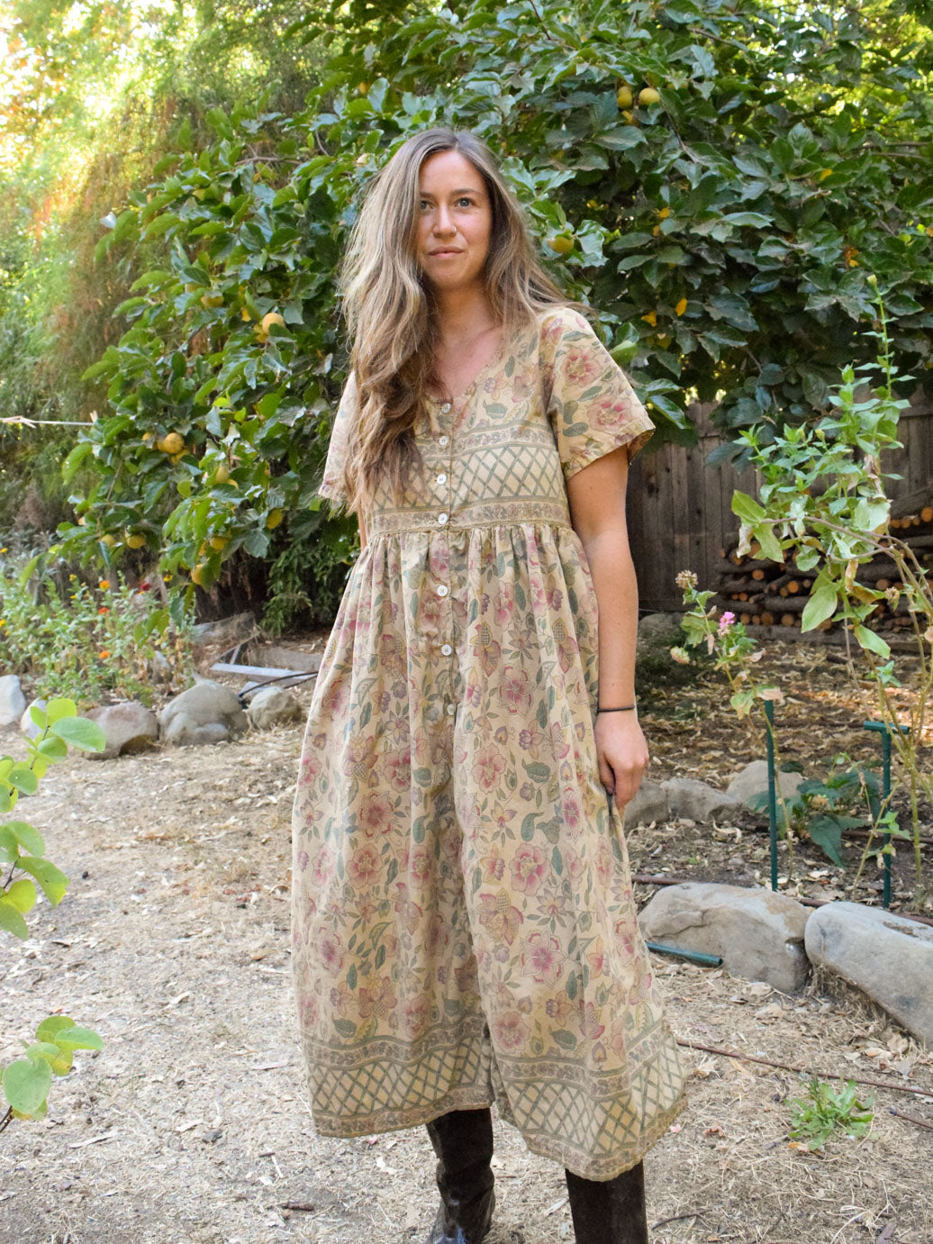 Chestnut Floral Day Dress