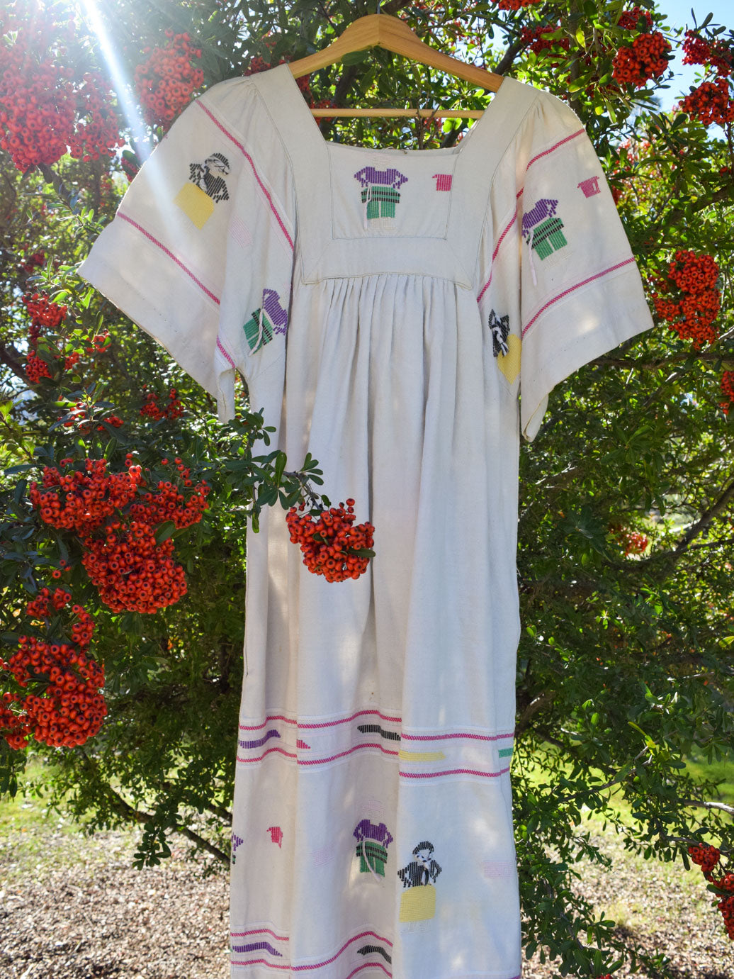 Lac Embroidered Square Neck Dress