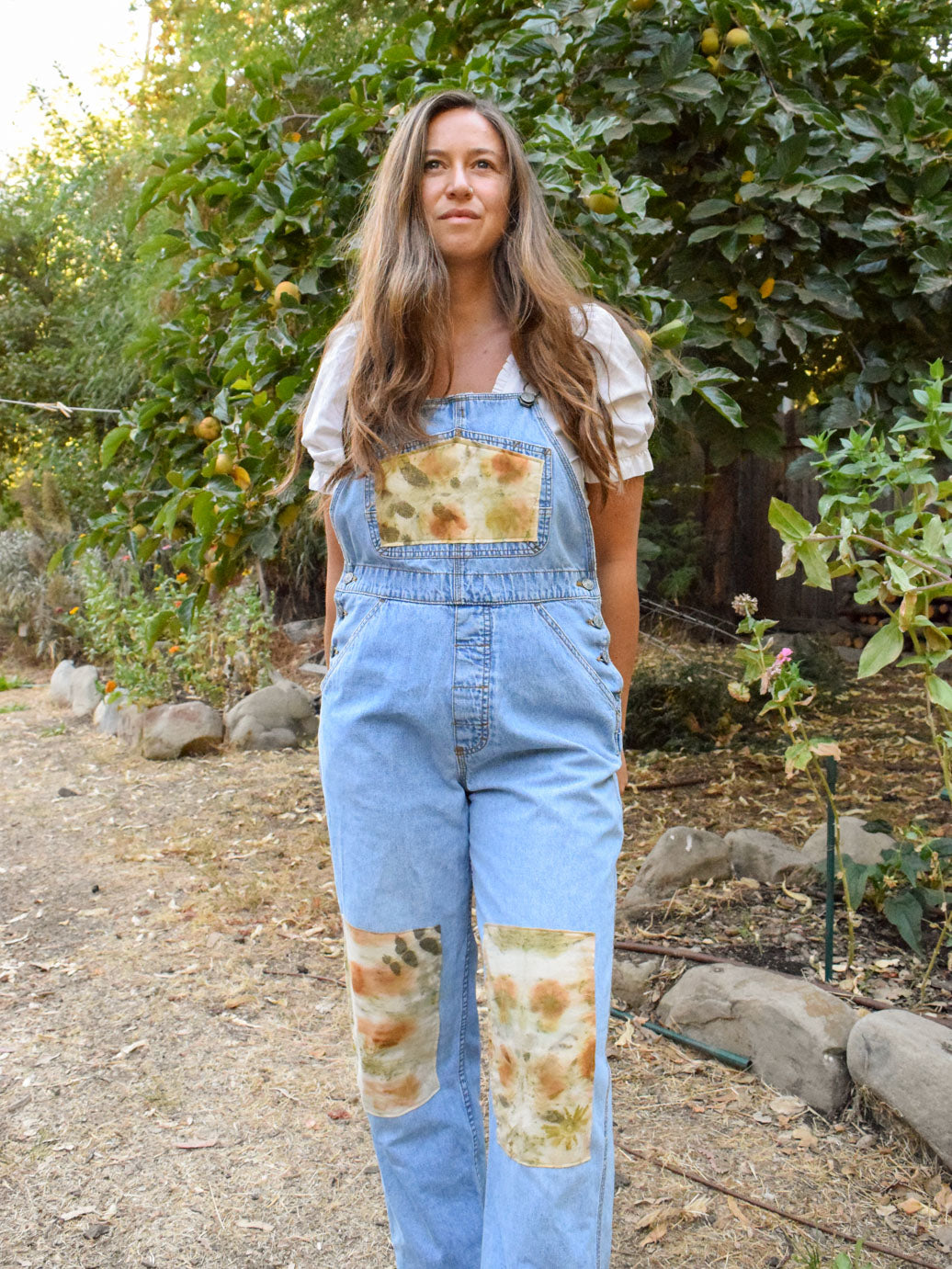 Eco-printed Patch Overalls