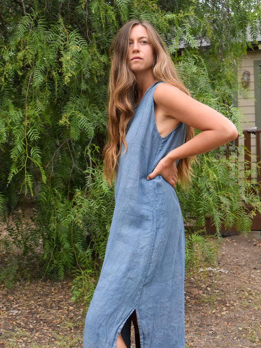 Indigo & Logwood Soft Linen Dress