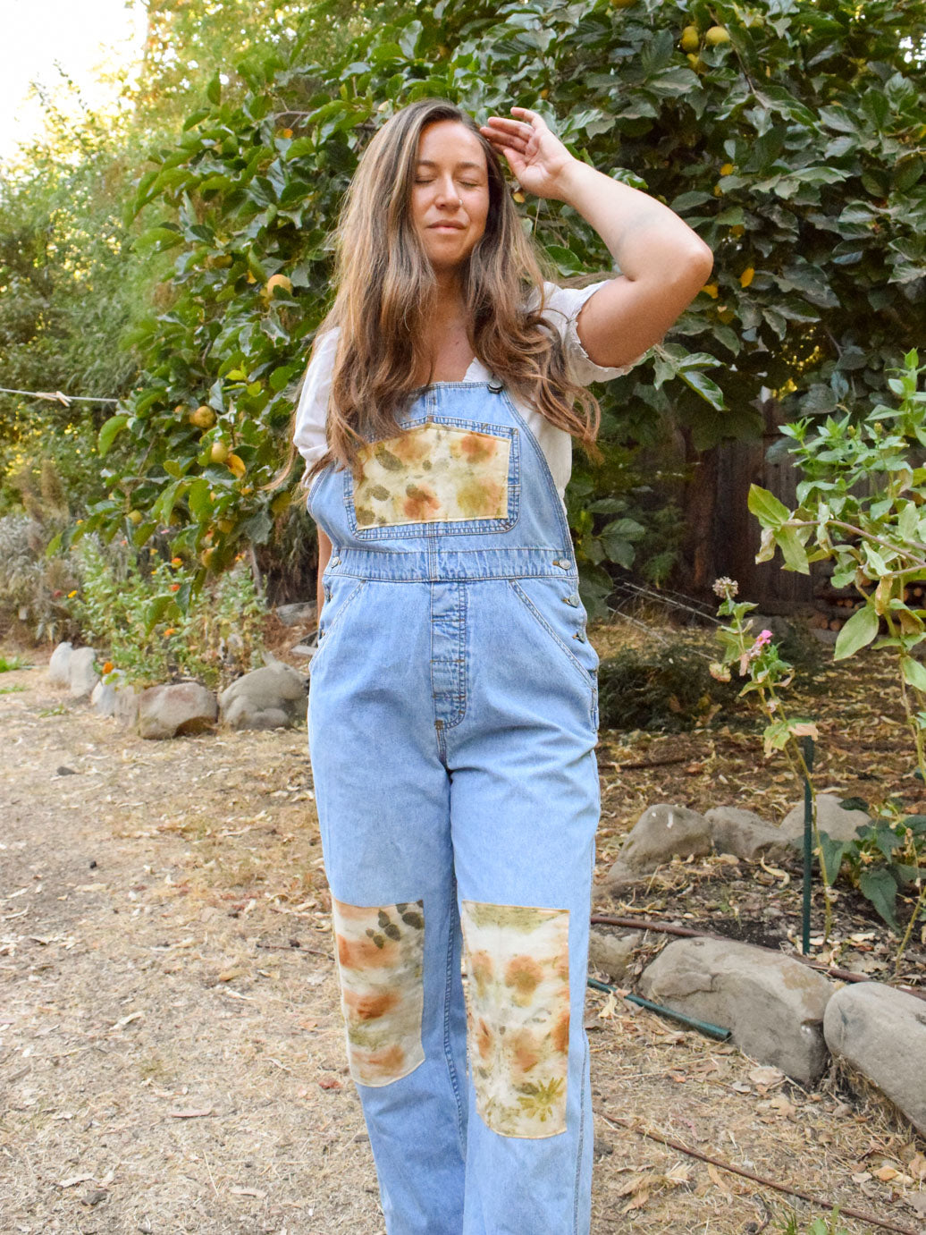 Eco-printed Patch Overalls