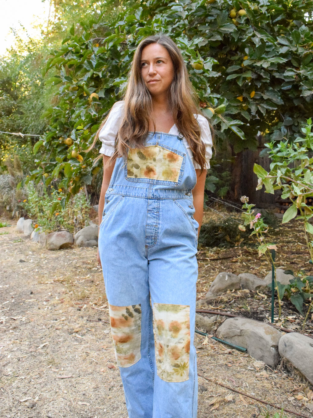 Eco-printed Patch Overalls