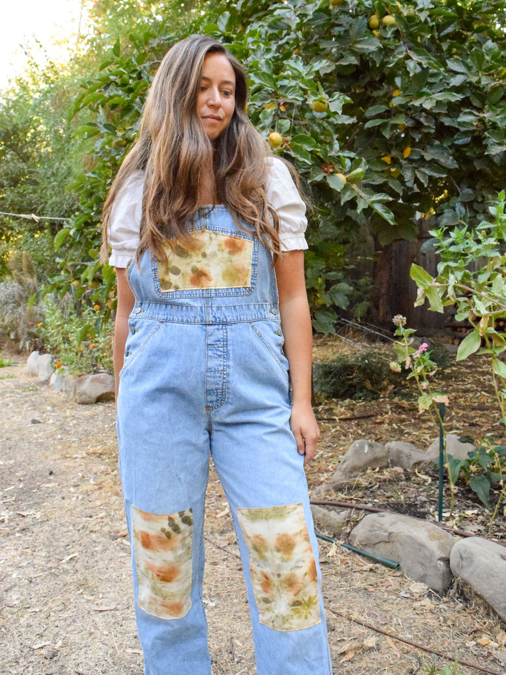 Eco-printed Patch Overalls