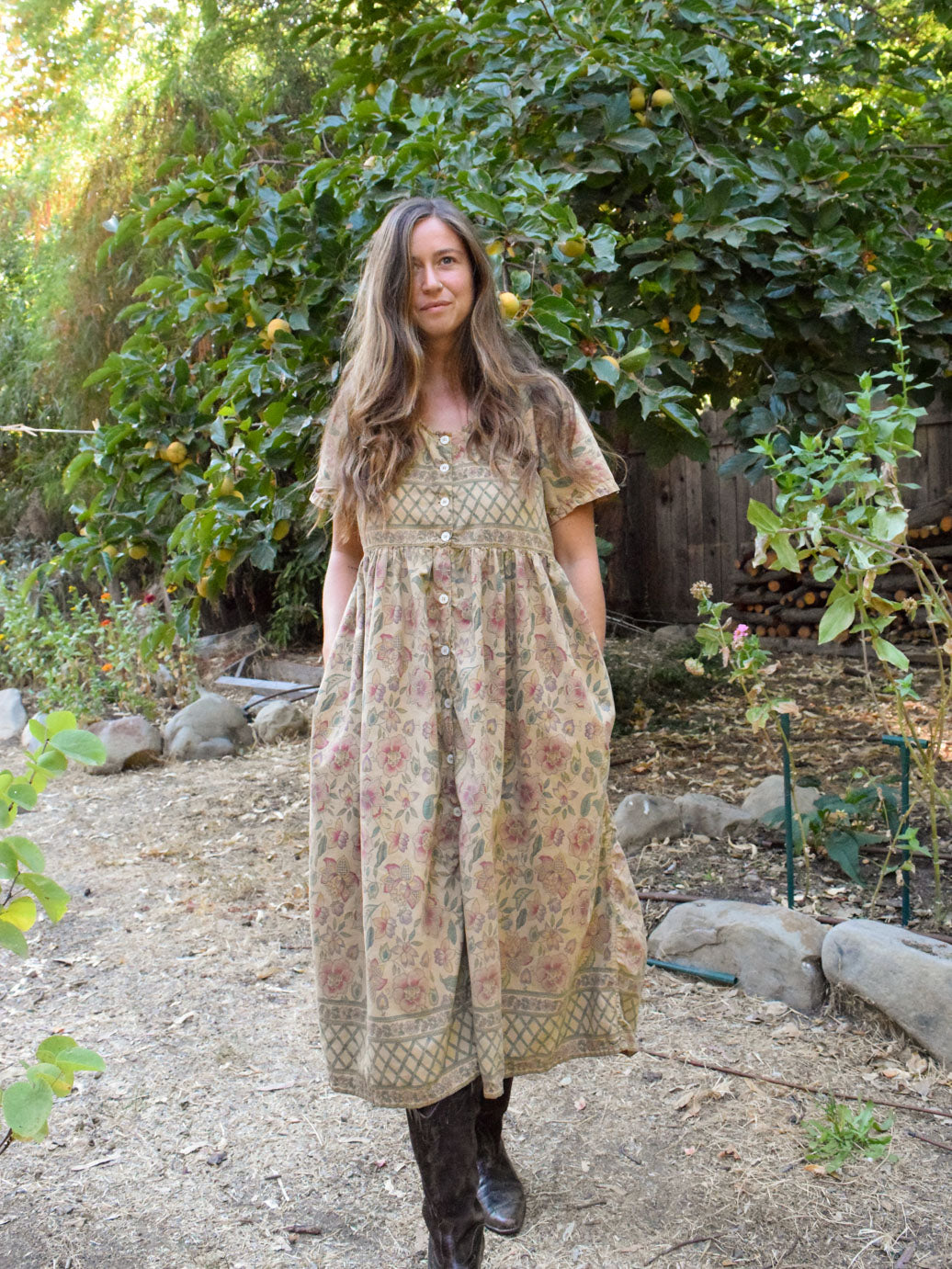 Chestnut Floral Day Dress