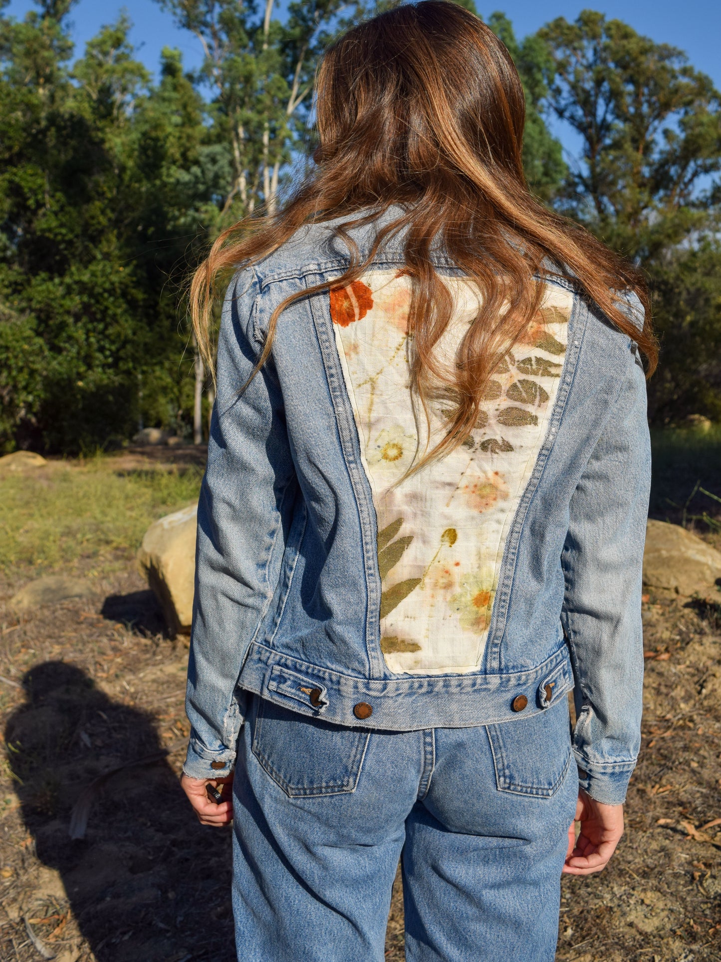 Denim Jacket with Eco-Printed Patch