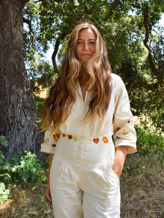Eco-Printed Utility Jumpsuit