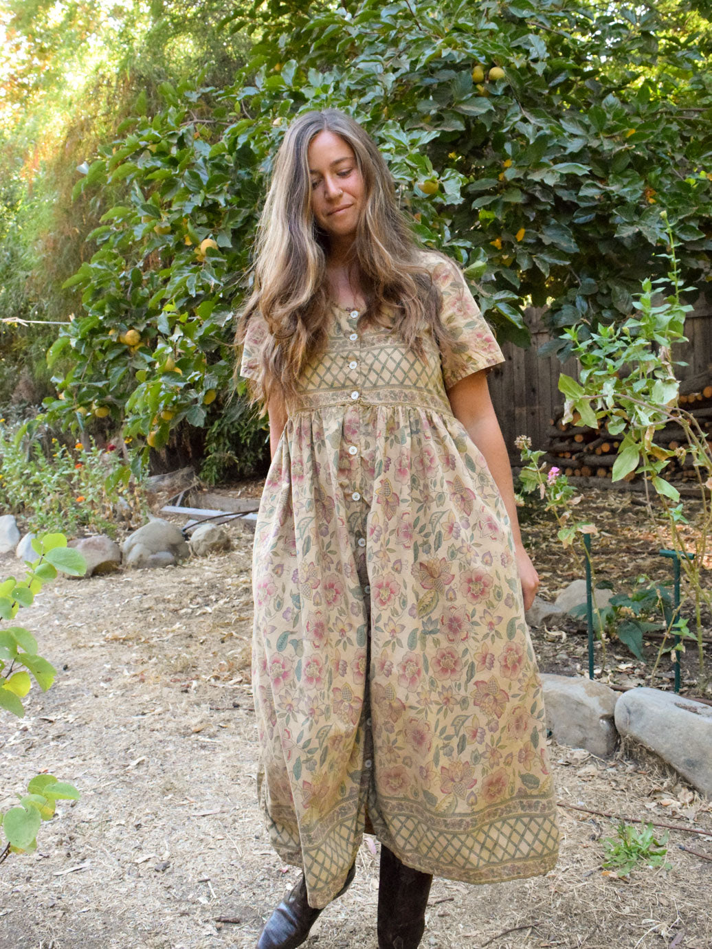 Chestnut Floral Day Dress