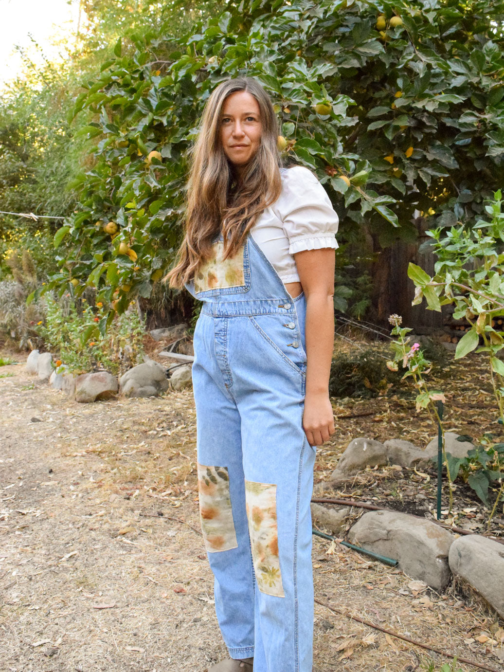 Eco-printed Patch Overalls