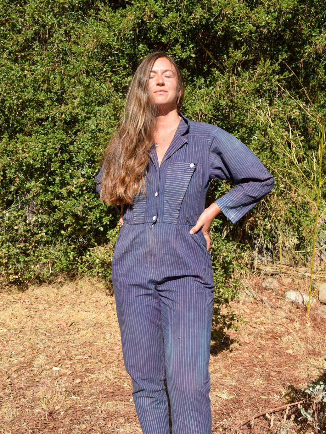 Logwood & Indigo Striped Jumpsuit