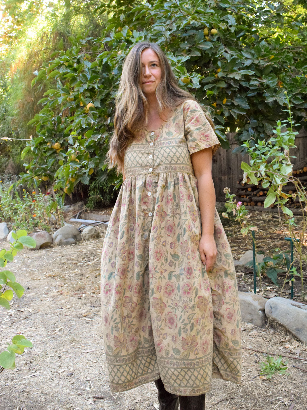 Chestnut Floral Day Dress