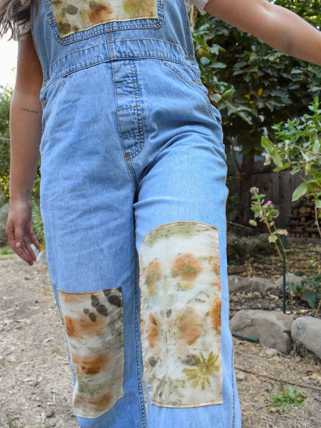 Eco-printed Patch Overalls