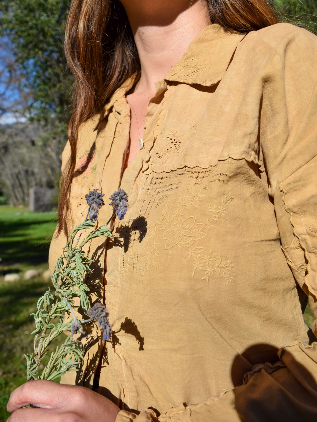 Marigold & Chesnut Embroidered Patch Blouse