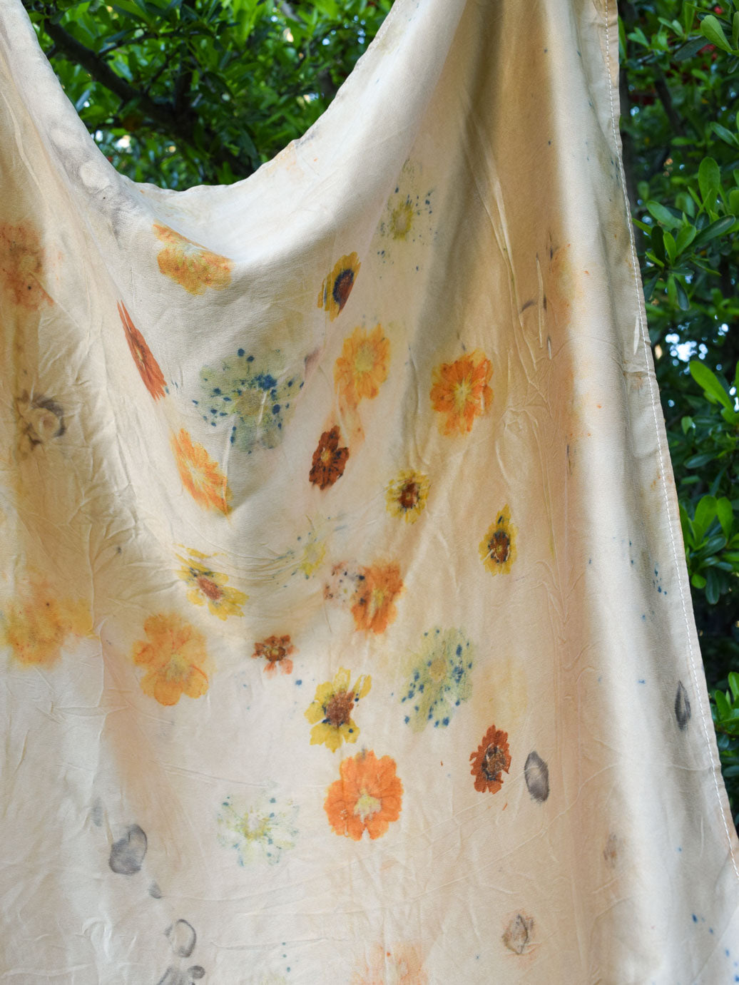 Cutch Dyed Eco-printed Silk Scarf